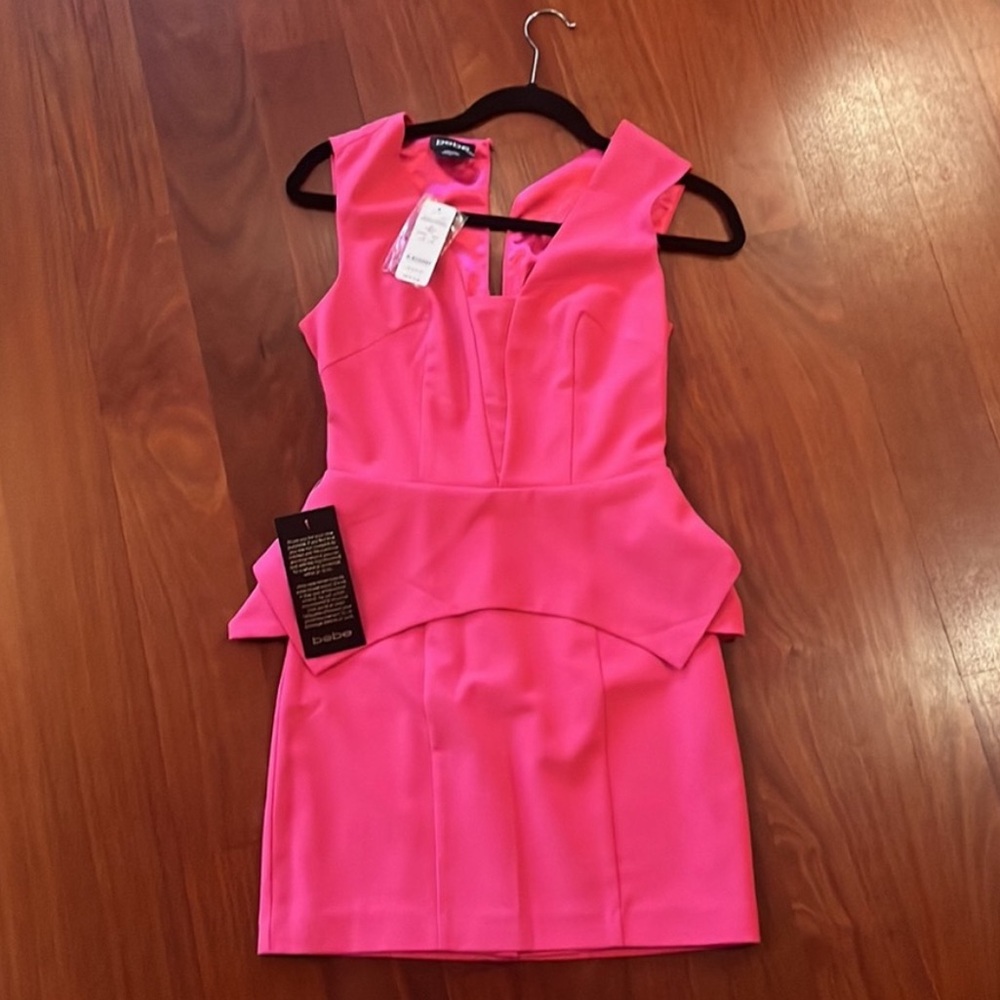 NWT BEBE pink peplum dress